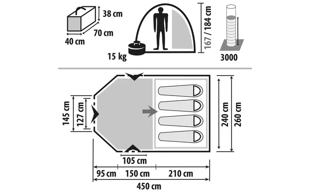 Berger Zelt Campo 4 Air Schwarze Schlafkabine 1 Berger Zelt Campo 4 Air Schwarze Schlafkabine